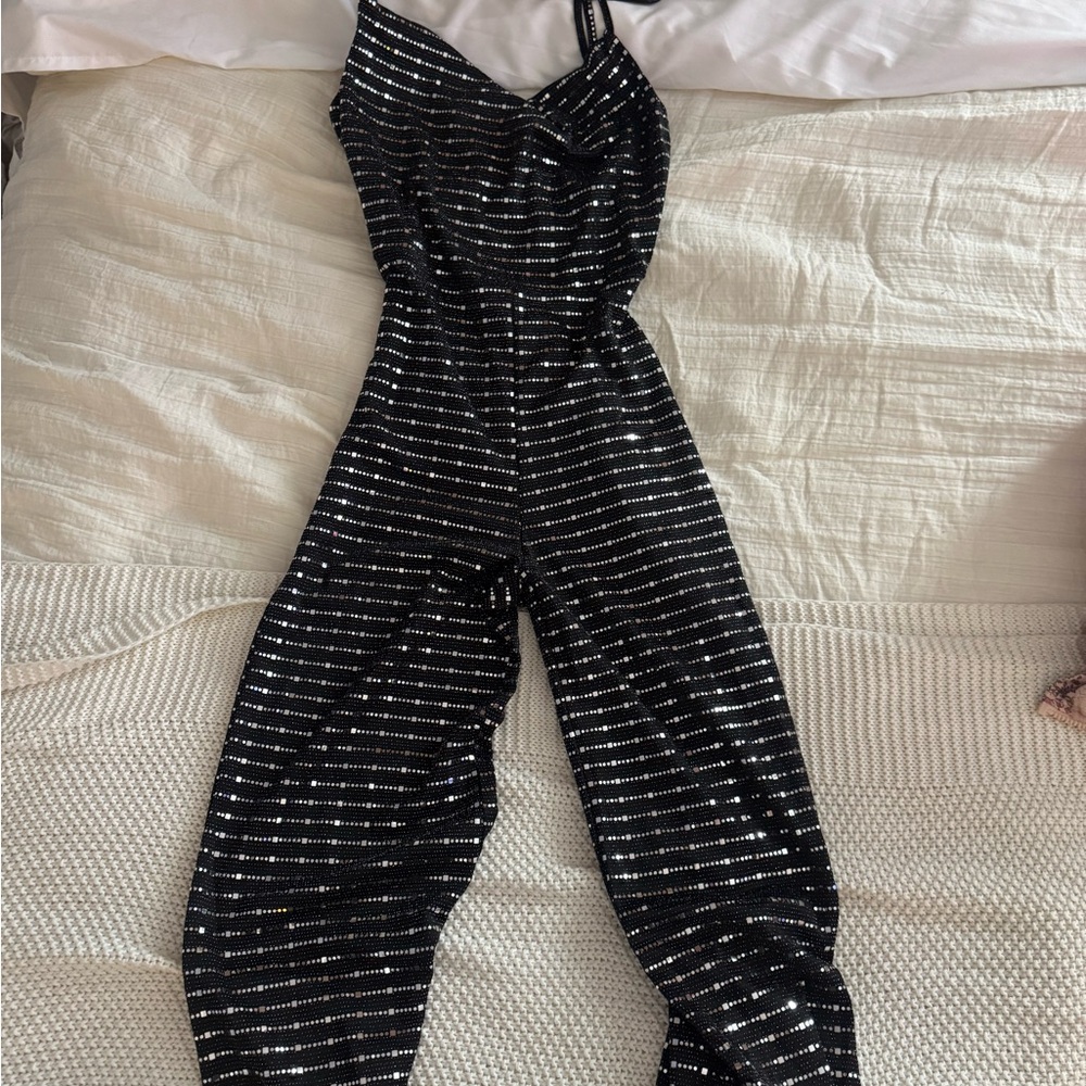 Iris Black and White Patterned Jumpsuit